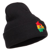 Bolivia Flag Map Embroidered Long Beanie