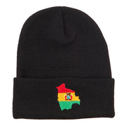 Bolivia Flag Map Embroidered Long Beanie