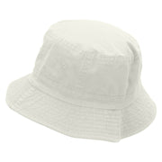 Flowery Heart Embroidered Pigment Dyed Bucket Hat - White OSFM