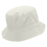 Flowery Heart Embroidered Pigment Dyed Bucket Hat - White OSFM