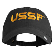 USSF Embroidered Washed Solid Pigment Dyed Cotton Twill Brass Buckle Cap - Black OSFM