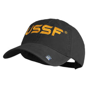 USSF Embroidered Washed Solid Pigment Dyed Cotton Twill Brass Buckle Cap - Black OSFM