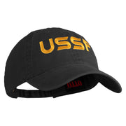USSF Embroidered Washed Solid Pigment Dyed Cotton Twill Brass Buckle Cap - Black OSFM