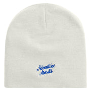 Adventure Awaits Embroidered 8 inch Acrylic Short beanie - White OSFM