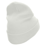 Goodbye School Embroidered 12 Inch Long Knitted Beanie - White OSFM