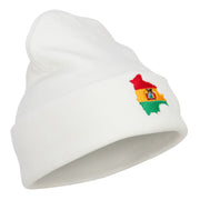 Bolivia Flag Map Embroidered Long Beanie