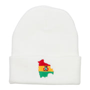 Bolivia Flag Map Embroidered Long Beanie