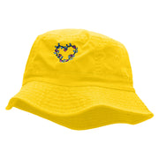 Flowery Heart Embroidered Pigment Dyed Bucket Hat - Yellow OSFM