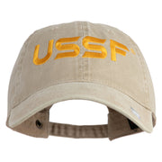 USSF Embroidered Washed Solid Pigment Dyed Cotton Twill Brass Buckle Cap - Khaki OSFM
