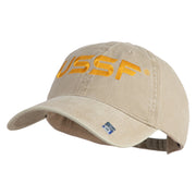 USSF Embroidered Washed Solid Pigment Dyed Cotton Twill Brass Buckle Cap - Khaki OSFM