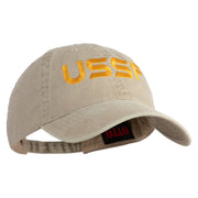 USSF Embroidered Washed Solid Pigment Dyed Cotton Twill Brass Buckle Cap - Khaki OSFM