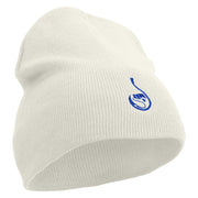 Fishing Bait Embroidered 8 inch Acrylic Short beanie - White OSFM