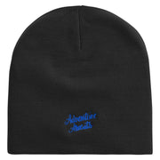 Adventure Awaits Embroidered 8 inch Acrylic Short beanie - Black OSFM