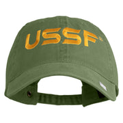 USSF Embroidered Washed Solid Pigment Dyed Cotton Twill Brass Buckle Cap - Olive OSFM