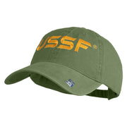 USSF Embroidered Washed Solid Pigment Dyed Cotton Twill Brass Buckle Cap - Olive OSFM