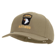 Licensed 101st Airborne Retired Embroidered Solid Cotton Twill Pro Style Cap - Khaki OSFM