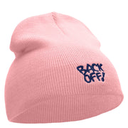 Back Off Saying Embroidered Short Beanie