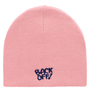 Back Off Saying Embroidered Short Beanie