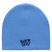 Back Off Saying Embroidered Short Beanie