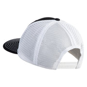 Old English White H Patched Cotton Deluxe Trucker Ball Cap - Black White OSFM