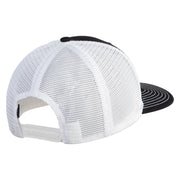 Old English White H Patched Cotton Deluxe Trucker Ball Cap - Black White OSFM