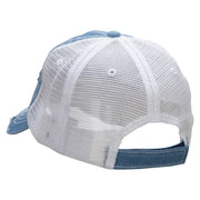 Moon over Sun Patched 6 Panel Denim Frayed Mesh Cap