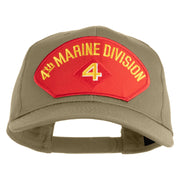 4th Marine Division Patched Solid Cotton Twill Pro Style Cap - Khaki OSFM