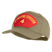 4th Marine Division Patched Solid Cotton Twill Pro Style Cap - Khaki OSFM