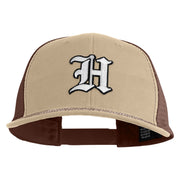 Old English White H Patched Cotton Deluxe Trucker Ball Cap - Khaki Coffee OSFM