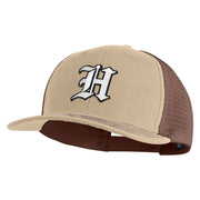 Old English White H Patched Cotton Deluxe Trucker Ball Cap - Khaki Coffee OSFM