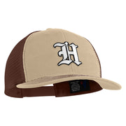 Old English White H Patched Cotton Deluxe Trucker Ball Cap - Khaki Coffee OSFM