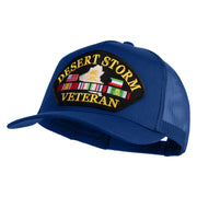 Desert Storm Veteran Patched Solid Cotton Twill 5 panel Mesh Back Cap - Royal OSFM