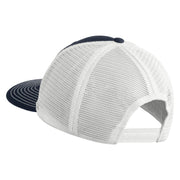 Old English White H Patched Cotton Deluxe Trucker Ball Cap - Navy White OSFM