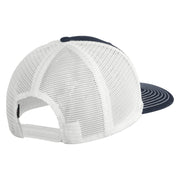 Old English White H Patched Cotton Deluxe Trucker Ball Cap - Navy White OSFM