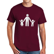 Family Father Holds Children Hands Graphic Design Men's Big Size Cotton Polyester DryBlend T-Shirt - Maroon XS