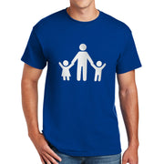 Family Father Holds Children Hands Graphic Design Men's Big Size Cotton Polyester DryBlend T-Shirt - Royal XS