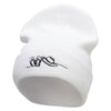 Beach Fit Embroidered 12 Inch Long Knitted Beanie - White OSFM