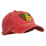 Small Bison Mascots Embroidered Washed Cap