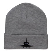 Space Shuttle Silhouette Embroidered Long Knitted Beanie