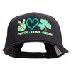 Peace Love Irish Embroidered Unconstructed high profile Cotton Flat Bill Cap - Black OSFM