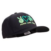 Peace Love Irish Embroidered Unconstructed high profile Cotton Flat Bill Cap - Black OSFM