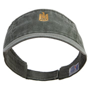 Egyptian National Eagle Embroidered Washed Pigment Dyed Cotton Twill Visor - Olive OSFM