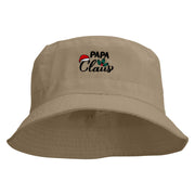 Papa Claus Embroidered Pigment Dyed Bucket Hat - Khaki OSFM