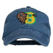 Small Bison Mascots Embroidered Washed Cap