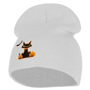 Halloween Bat, Cat and Pumpkin Embroidered Short Beanie