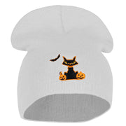 Halloween Bat, Cat and Pumpkin Embroidered Short Beanie