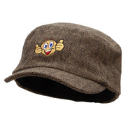 Emoji Two Thumbs Up Wool Fashion Fitted Engineer Cap - Brown OSFM