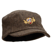 Emoji Two Thumbs Up Wool Fashion Fitted Engineer Cap - Brown OSFM