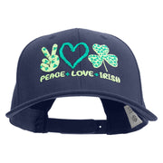 Peace Love Irish Embroidered Unconstructed high profile Cotton Flat Bill Cap - Navy OSFM