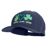 Peace Love Irish Embroidered Unconstructed high profile Cotton Flat Bill Cap - Navy OSFM